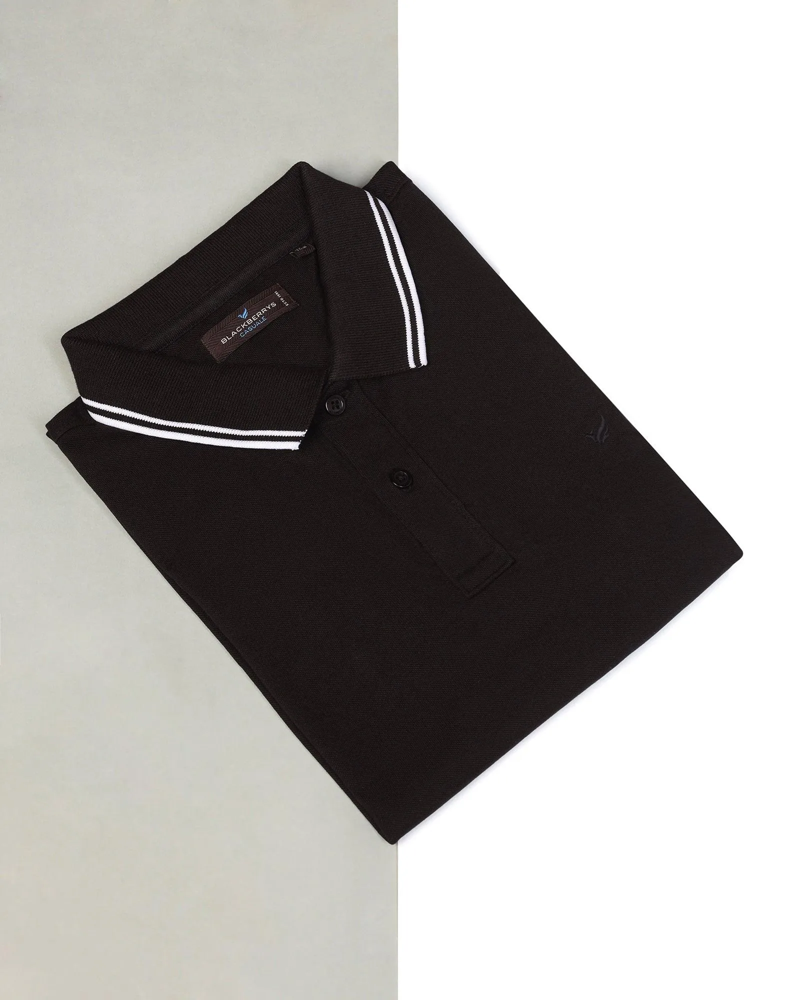 Polo Black Solid T-Shirt - Fifa