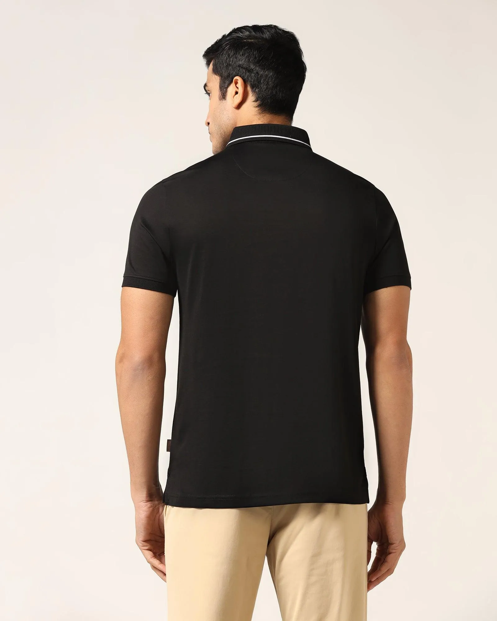 Polo Black Solid T-Shirt - Peter