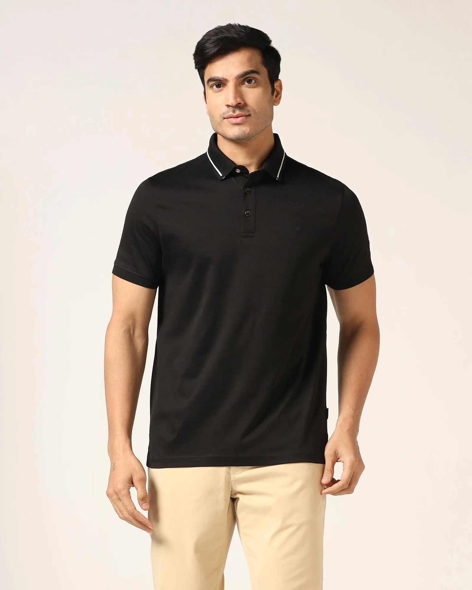 Polo Black Solid T-Shirt - Peter