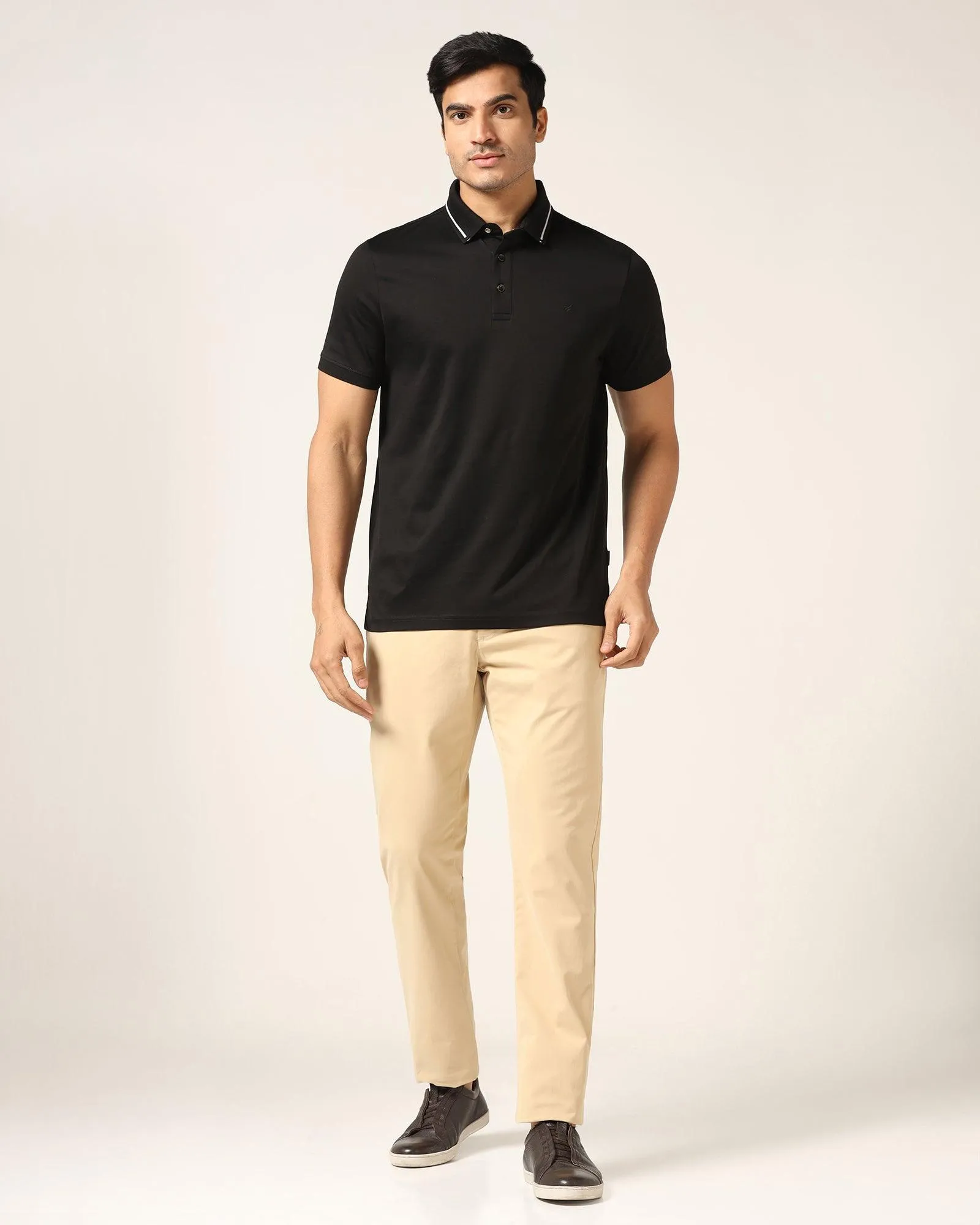 Polo Black Solid T-Shirt - Peter