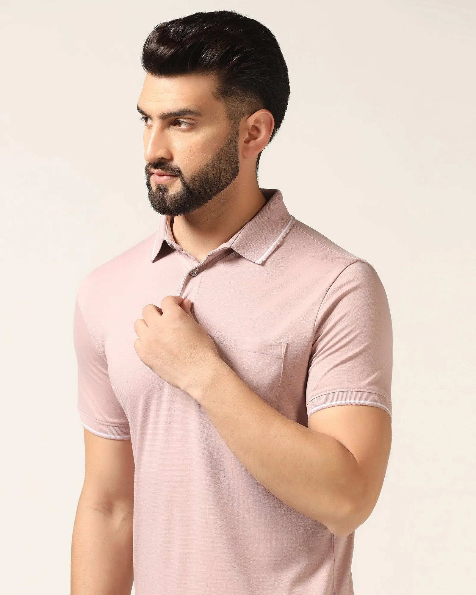 Polo Dusty Pink Solid T-Shirt - Adam