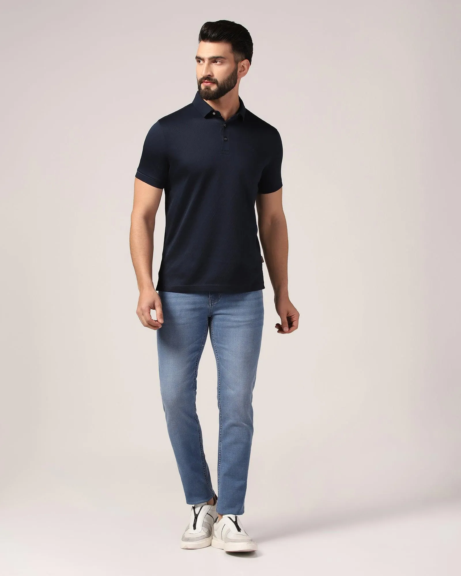 Polo Navy Iris Textured T-Shirt - Lois