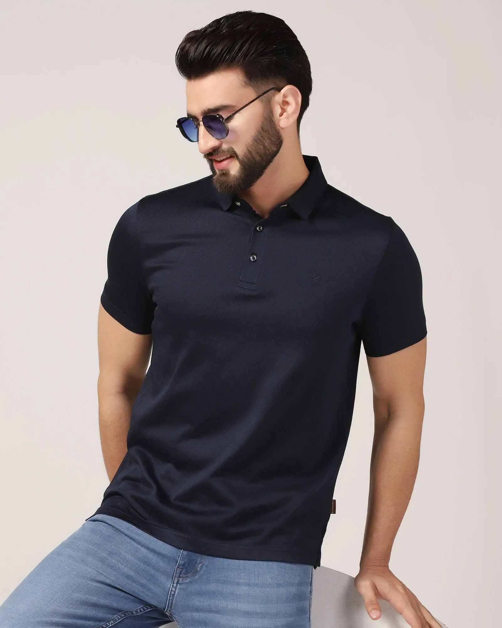 Polo Navy Iris Textured T-Shirt - Lois