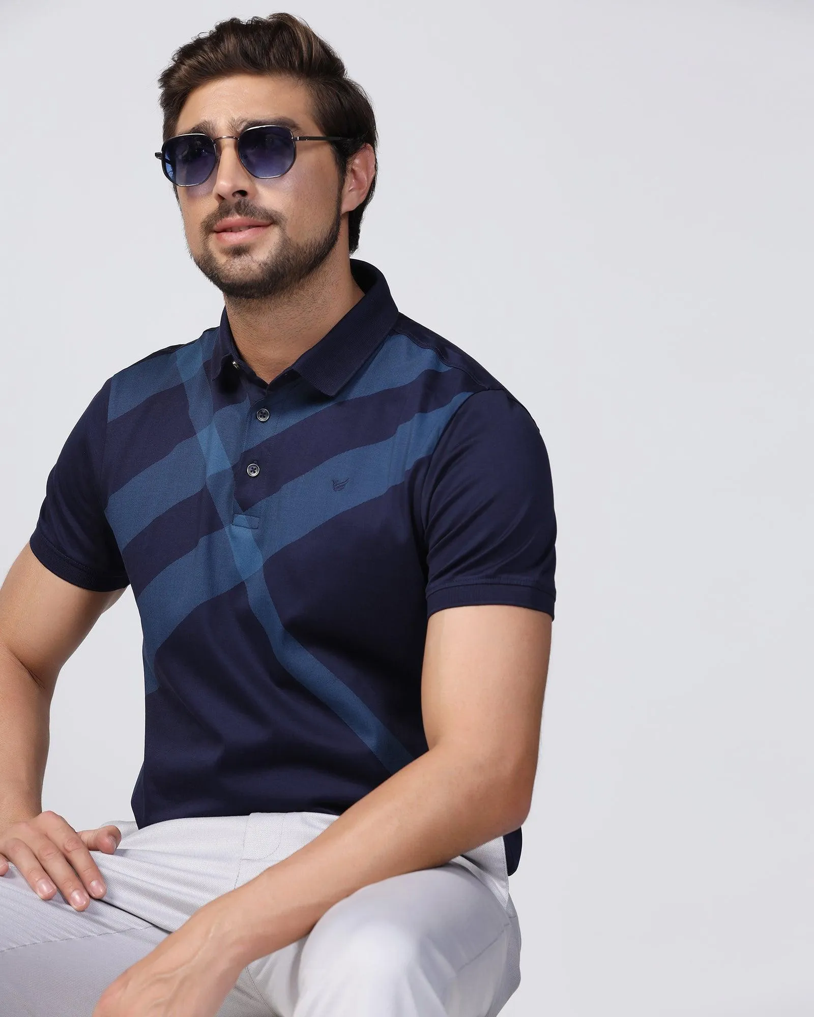 Polo Raven Blue Printed T-Shirt - Aquila