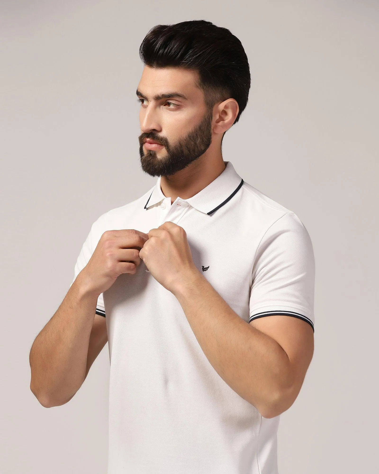 Polo White Solid T-Shirt - Posh