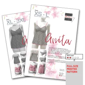 Printed "Anita" Babydoll and Panty Set Sewing Pattern, Sizes XS-L or XL-3XL