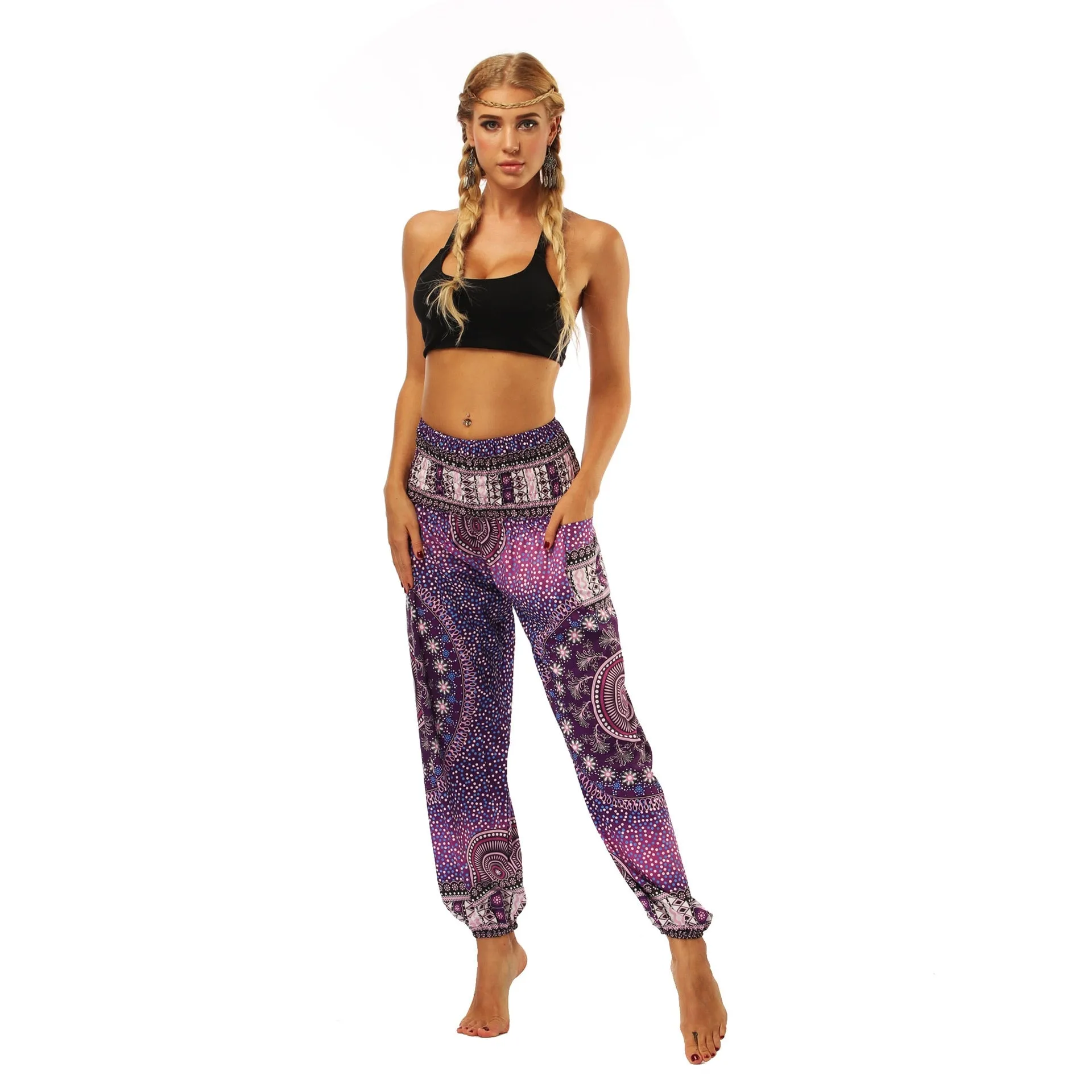 Purple Mandala Print Trousers