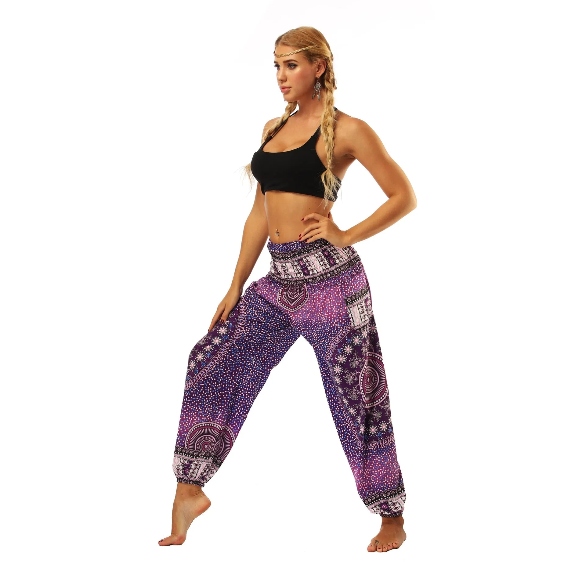 Purple Mandala Print Trousers