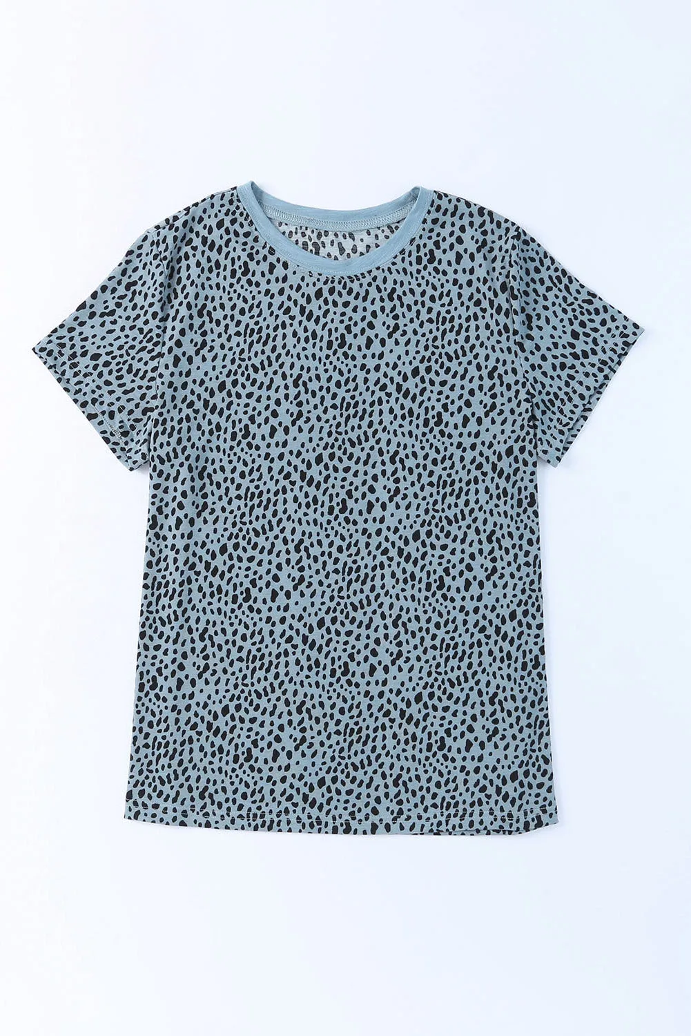 Red Cheetah Print Casual Short Sleeve Crew Neck T Shirt