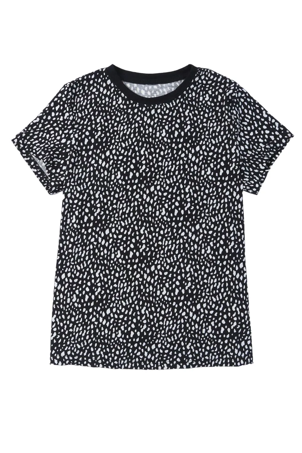 Red Cheetah Print Casual Short Sleeve Crew Neck T Shirt