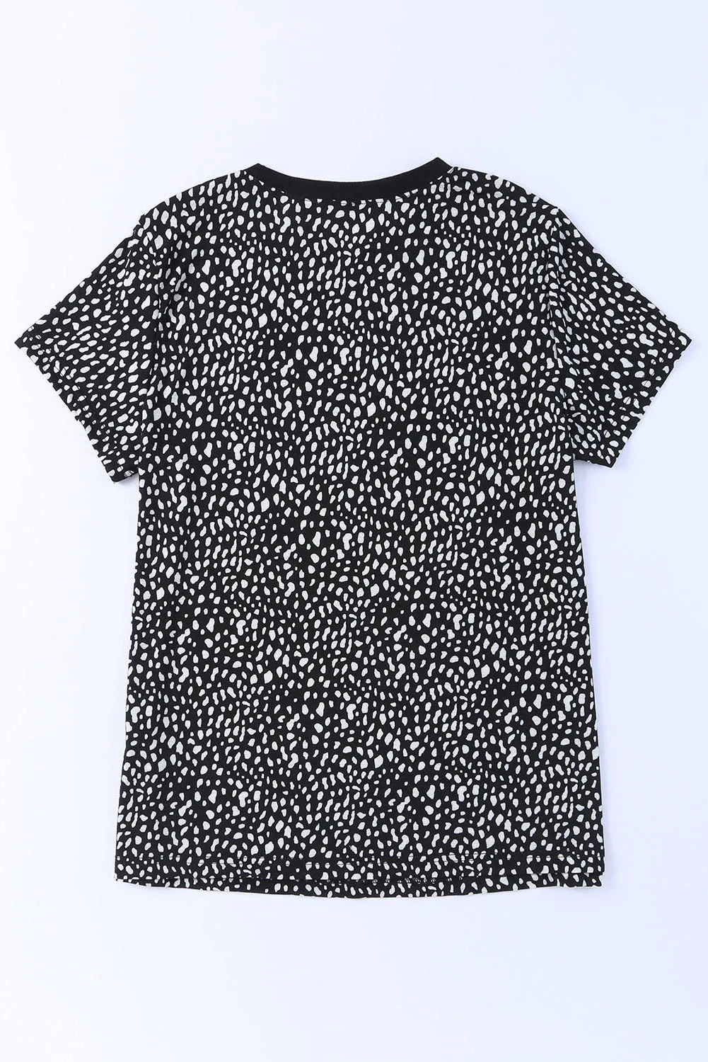 Red Cheetah Print Casual Short Sleeve Crew Neck T Shirt