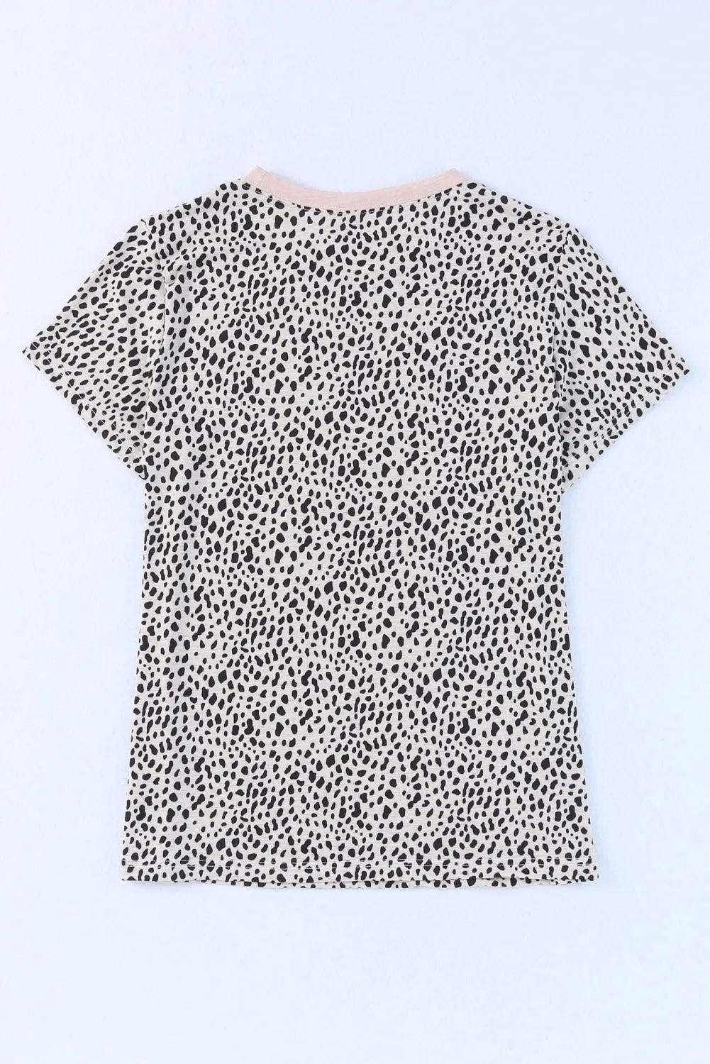 Red Cheetah Print Casual Short Sleeve Crew Neck T Shirt