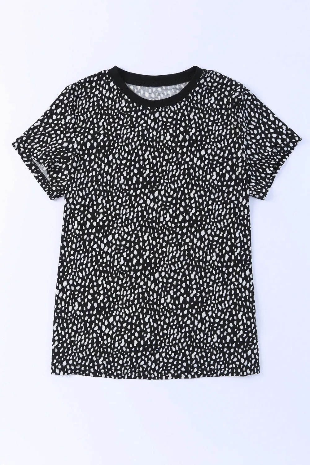 Red Cheetah Print Casual Short Sleeve Crew Neck T Shirt