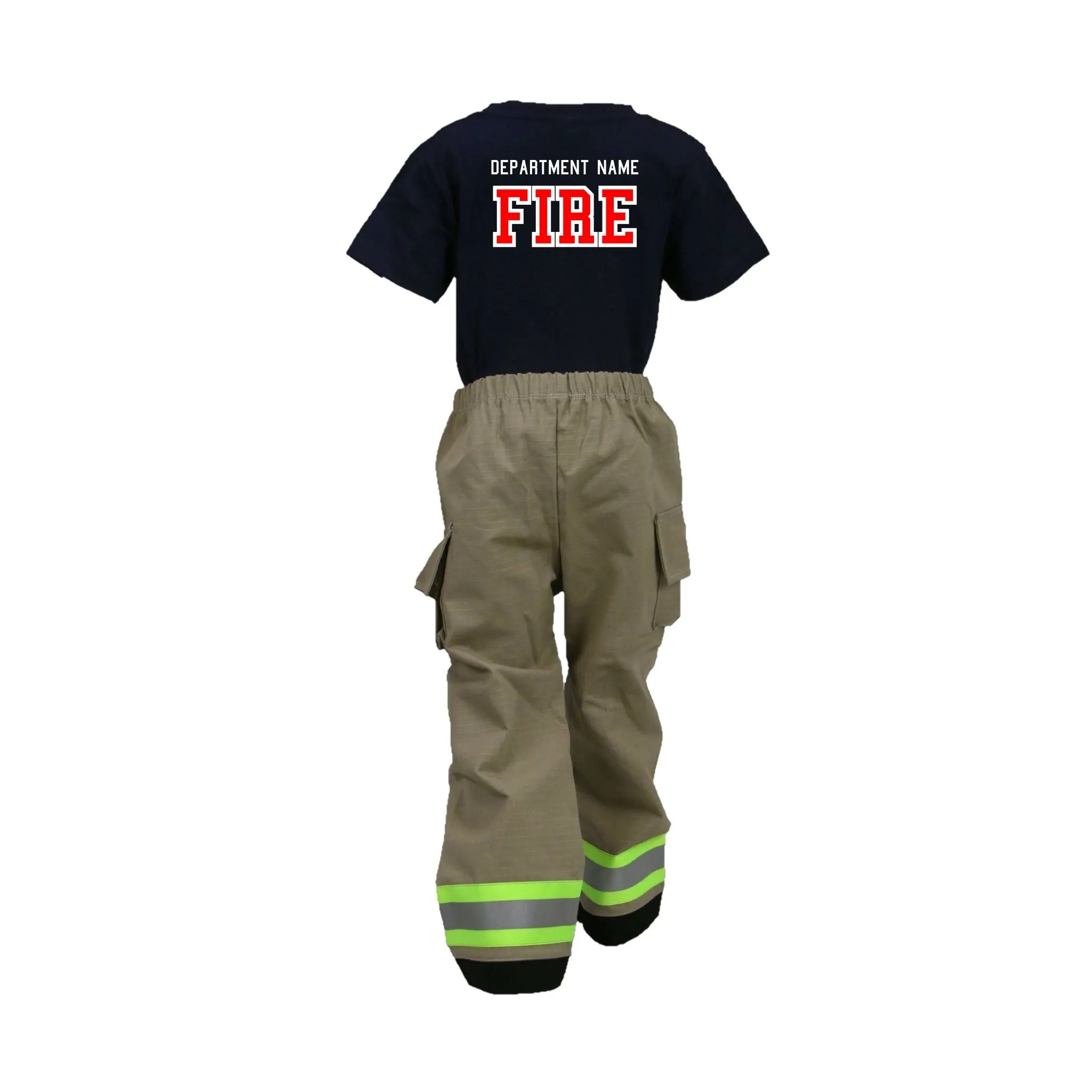 RED MALTESE CROSS Firefighter Personalized TAN 2PC Toddler Outfit