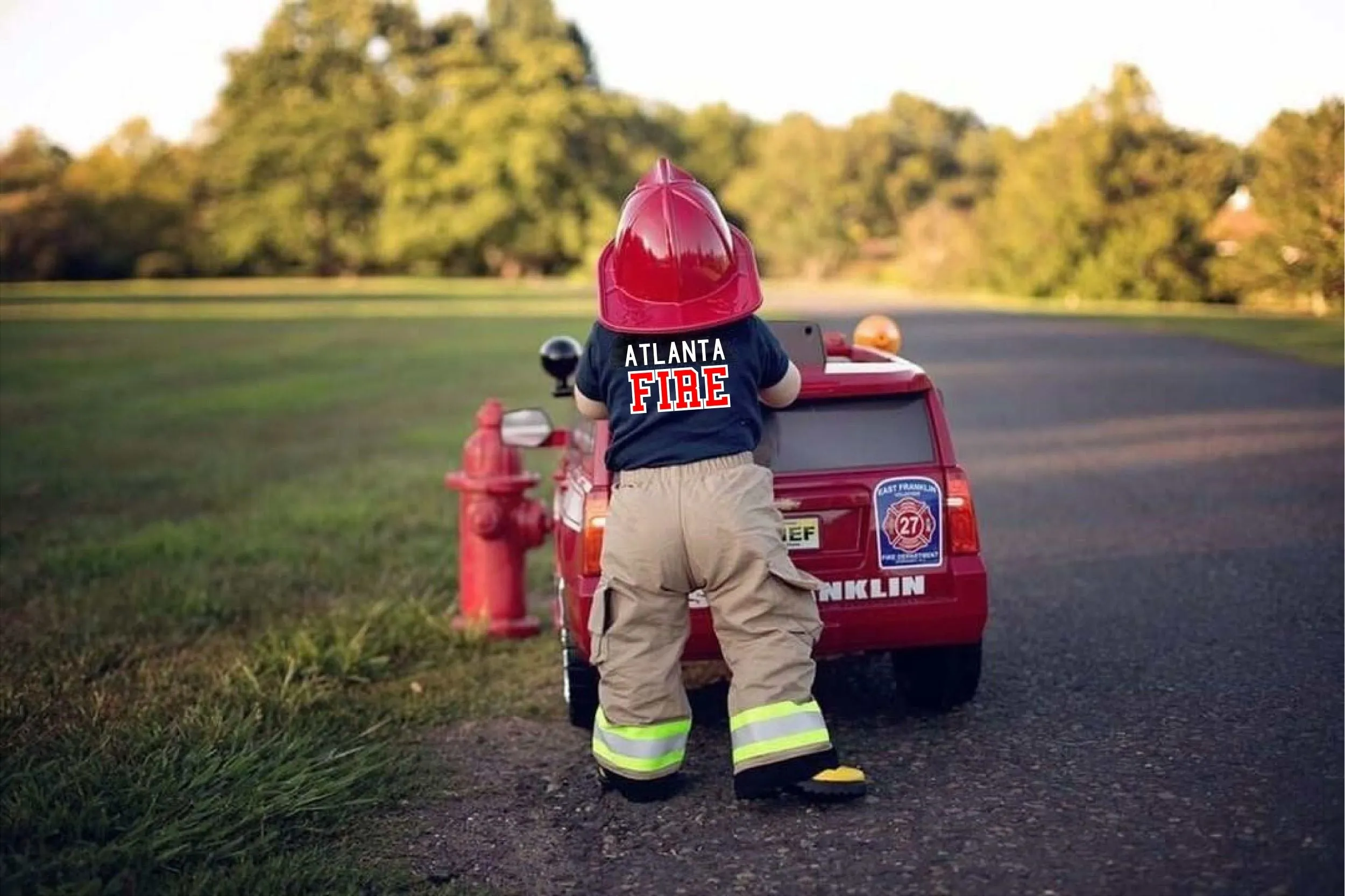 RED MALTESE CROSS Firefighter Personalized TAN 2PC Toddler Outfit