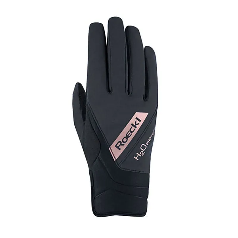 Roeckl Waregem Waterproof Riding Gloves - Black/Rose Gold