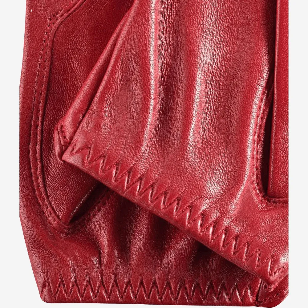 Rossana (red) - Italian fingerless lambskin leather driving gloves