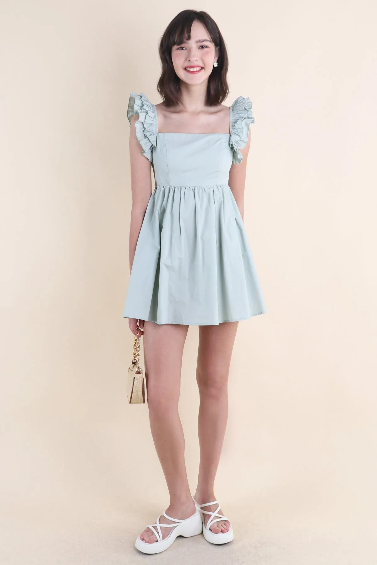 SAMMI ROMPER DRESS IN TEA SAGE