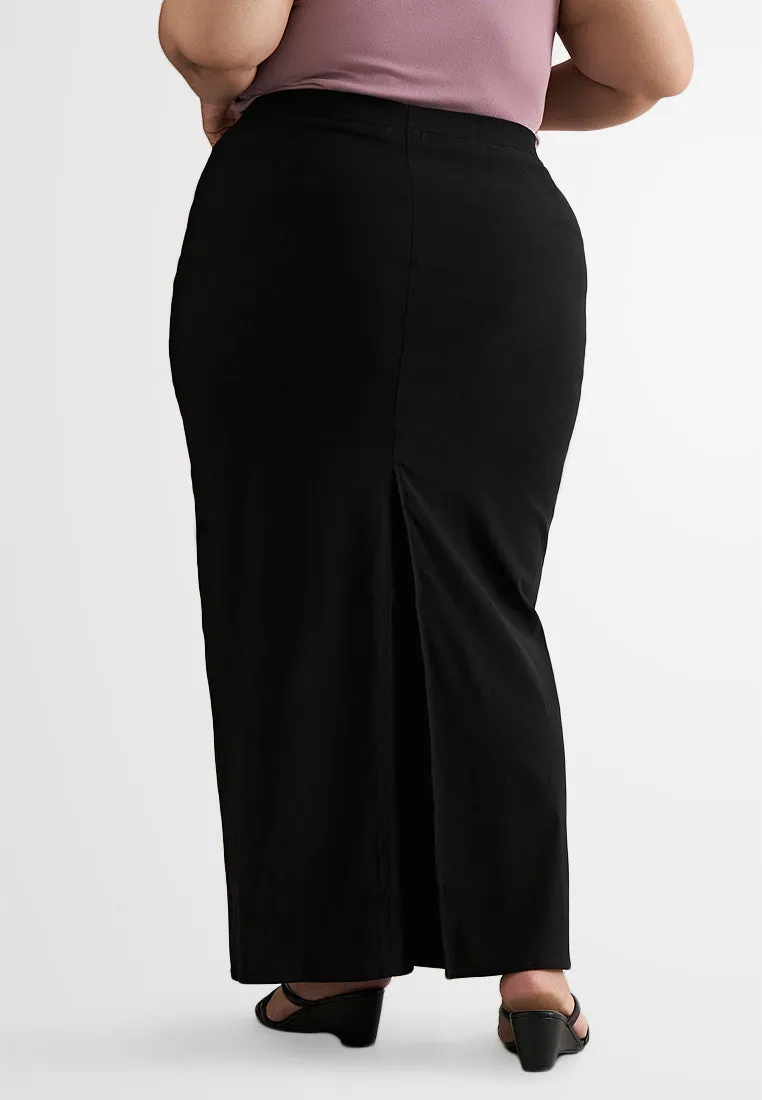 Shayla FLEXI Formal Long Pencil Skirt - Black