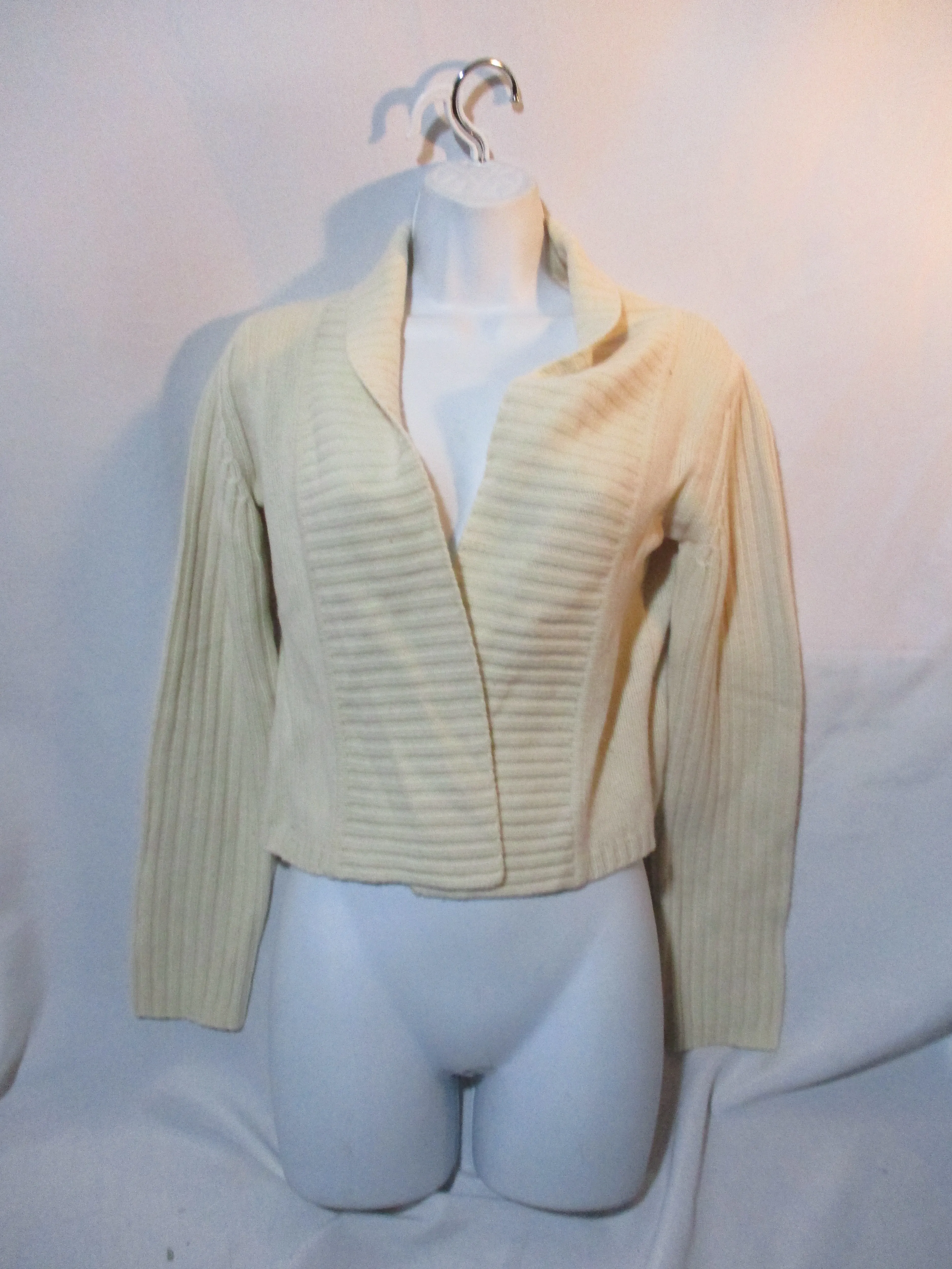 SHIN CHOI BERGDORF GOODMAN CASHMERE Cardigan Sweater S CREME WHITE