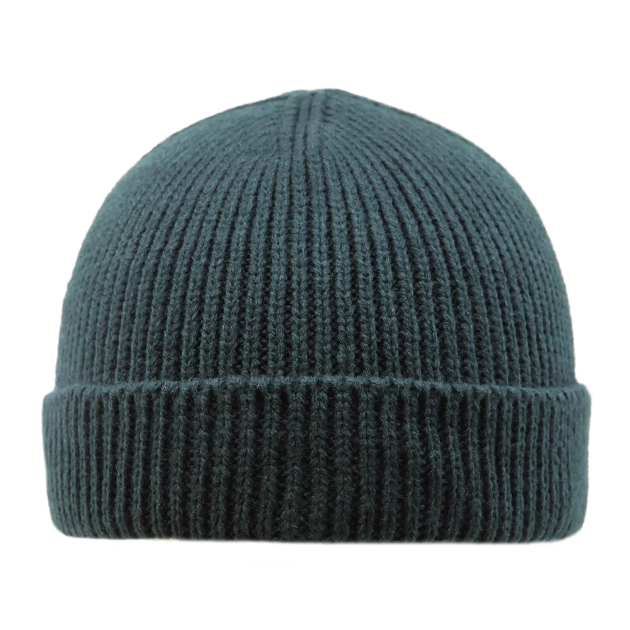 Short Skater Ribbed Knit Cuffed Beanie