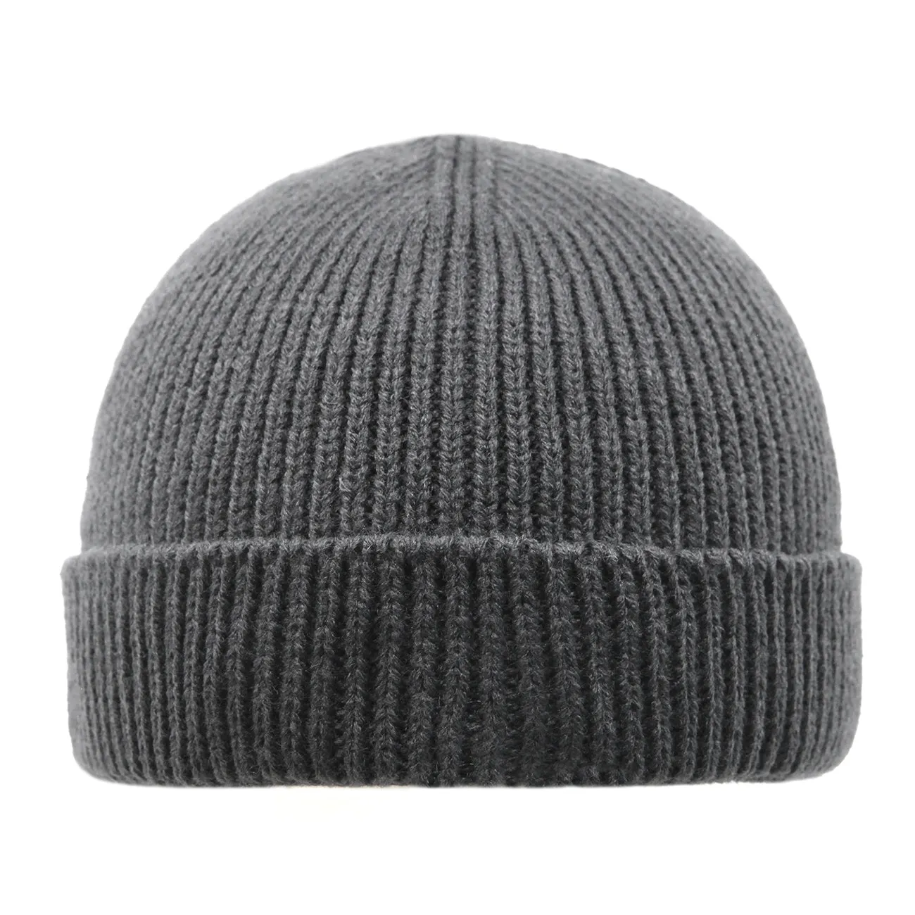 Short Skater Ribbed Knit Cuffed Beanie