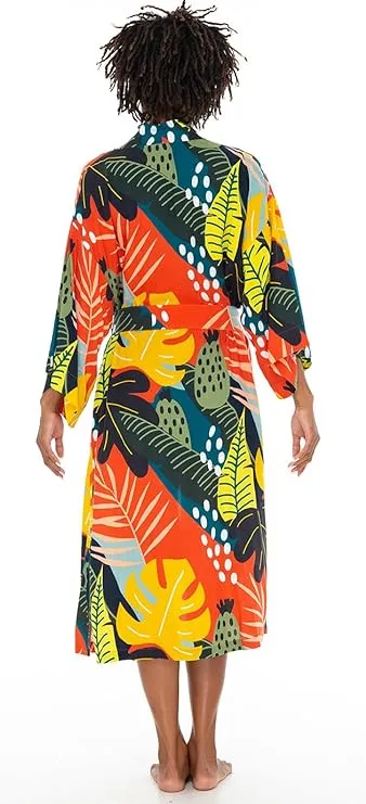 SHU-SHI Womens Kimono Cardigan Floral Tropical Swimwear  Beach Robe