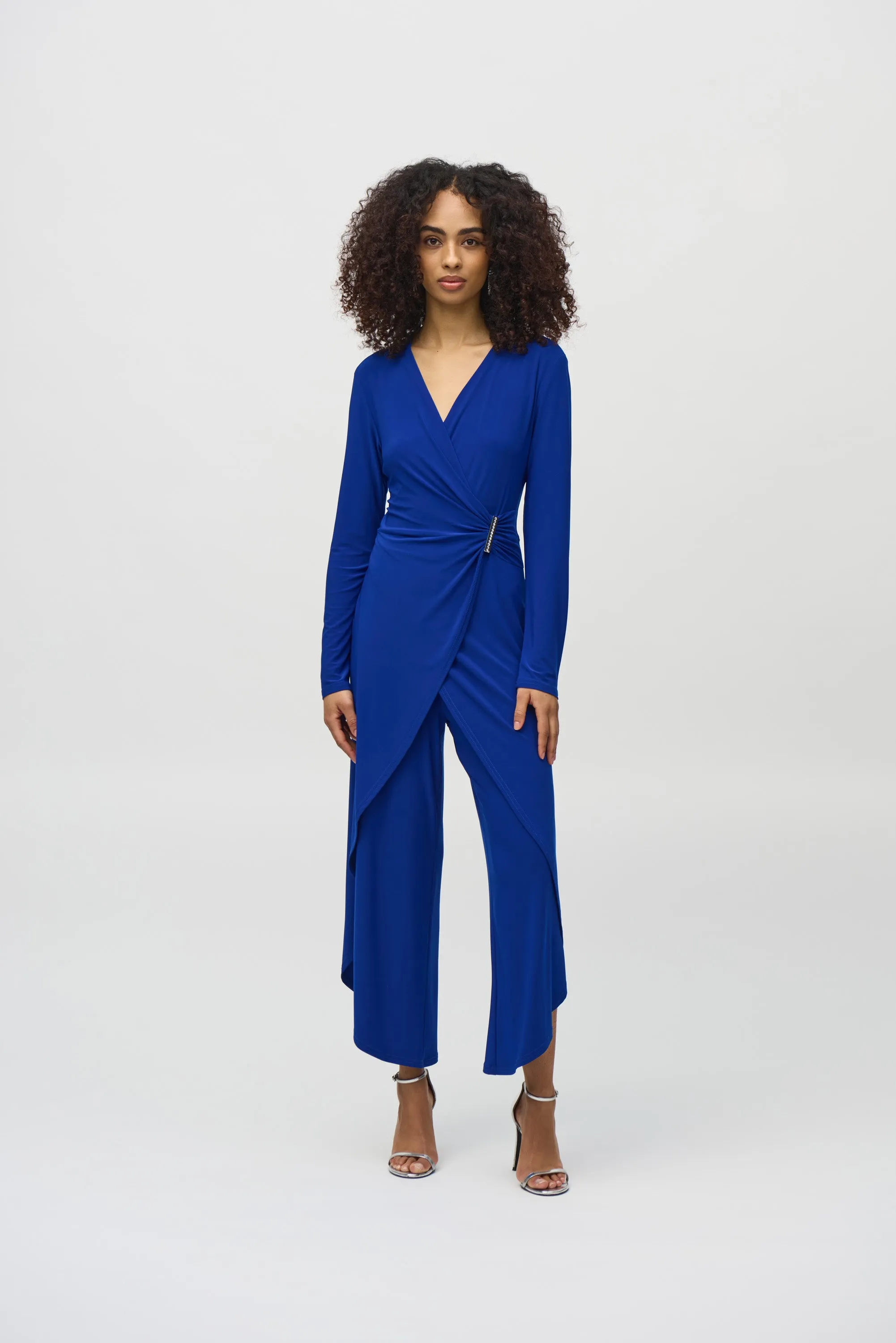 Silky Knit Wrap Culotte Jumpsuit