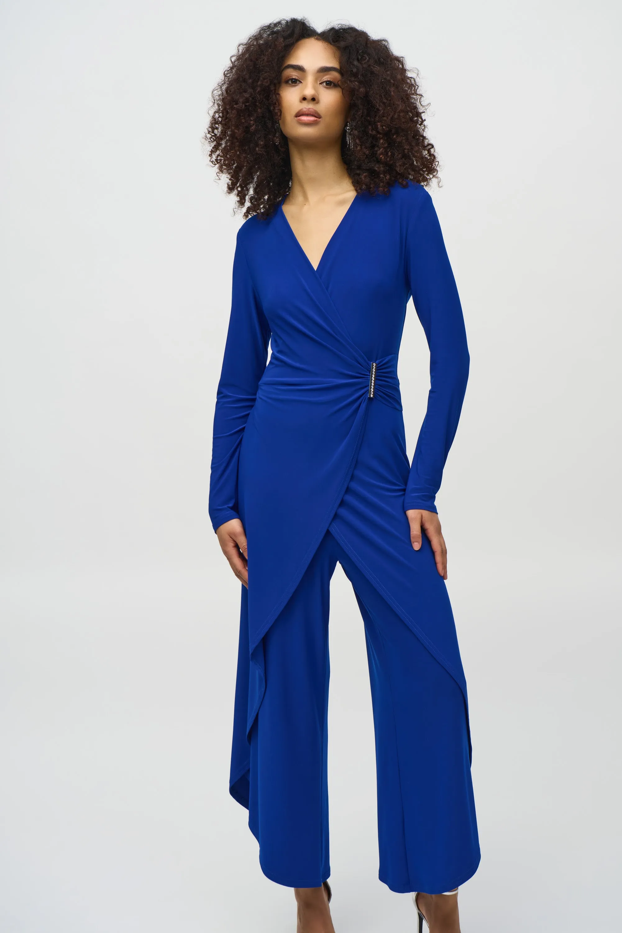 Silky Knit Wrap Culotte Jumpsuit