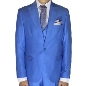 Sky Blue Avanti Milano Double Breasted Vest Peak Lapel Suit