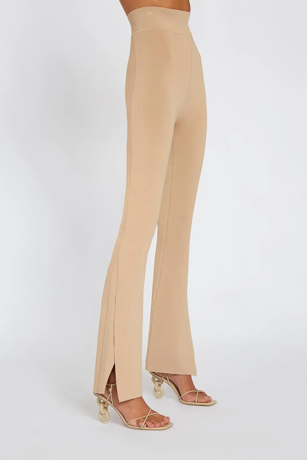 Sliced Flare Knit Pant Regular Leg | Final Sale  - Camel