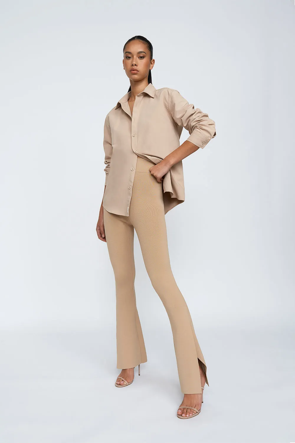 Sliced Flare Knit Pant Regular Leg | Final Sale  - Camel