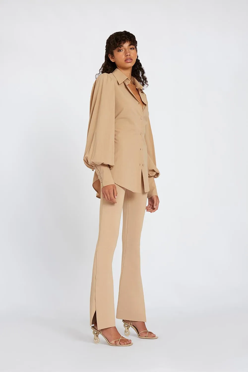 Sliced Flare Knit Pant Regular Leg | Final Sale  - Camel