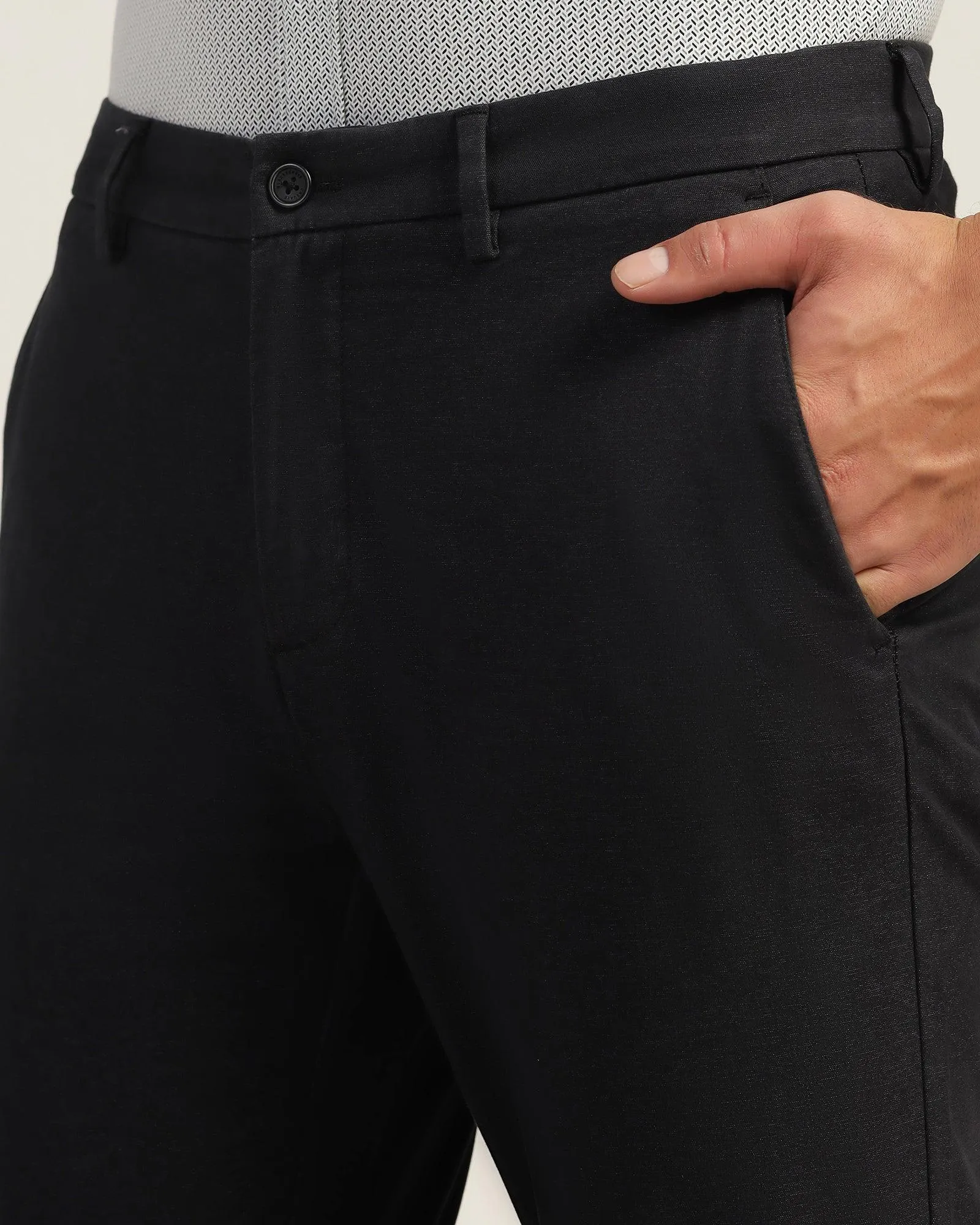 Slim Comfort B-95 Casual Black Solid Khakis - Cypher