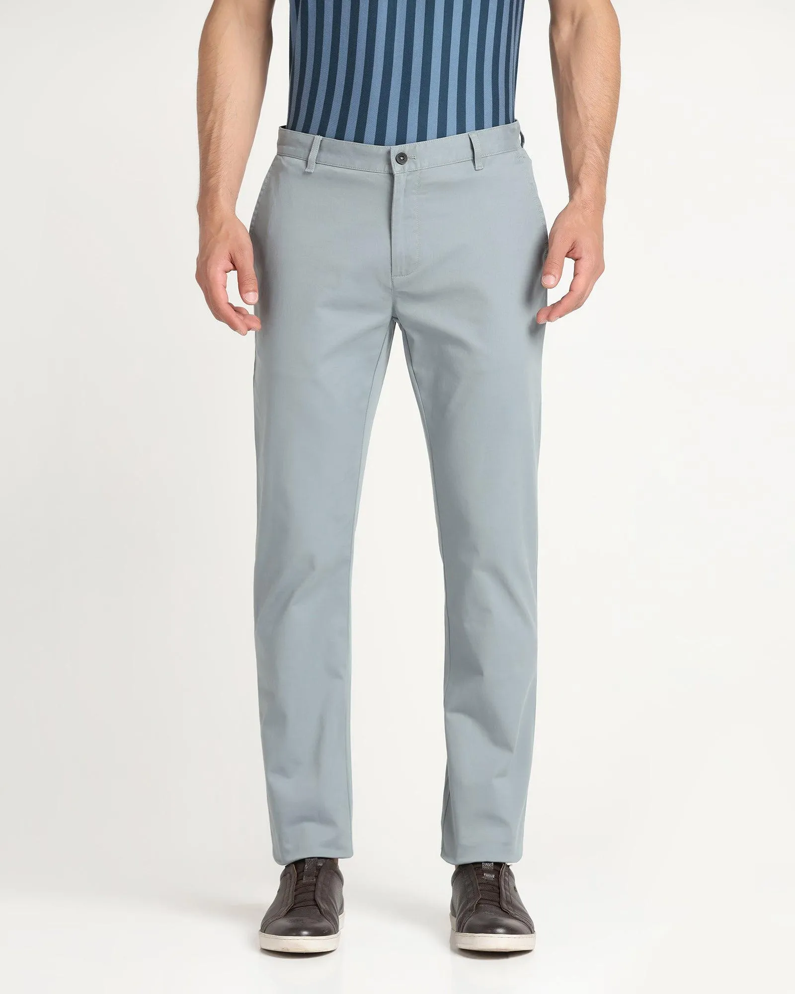 Slim Comfort B-95 Casual Blue Solid Khakis - Lab