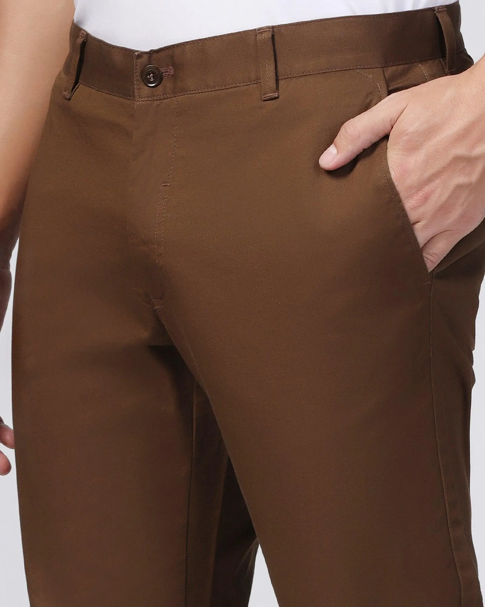 Slim Comfort B-95 Casual Brown Solid Khakis - Marico