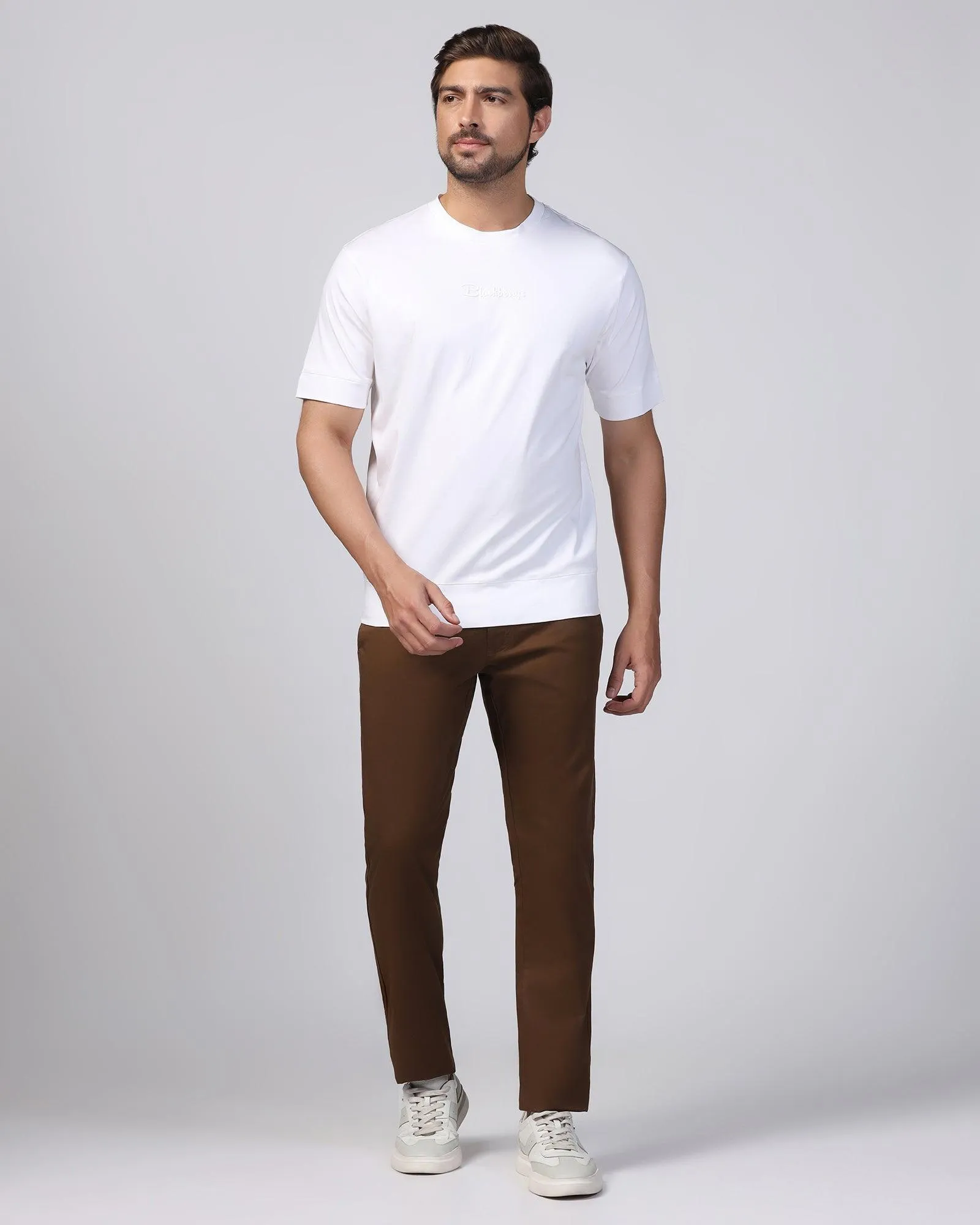 Slim Comfort B-95 Casual Brown Solid Khakis - Marico