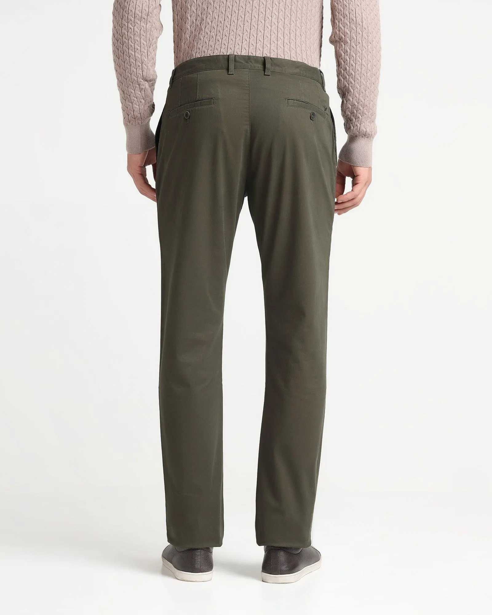 Slim Comfort B-95 Casual Dark Olive Solid Khakis - Lab