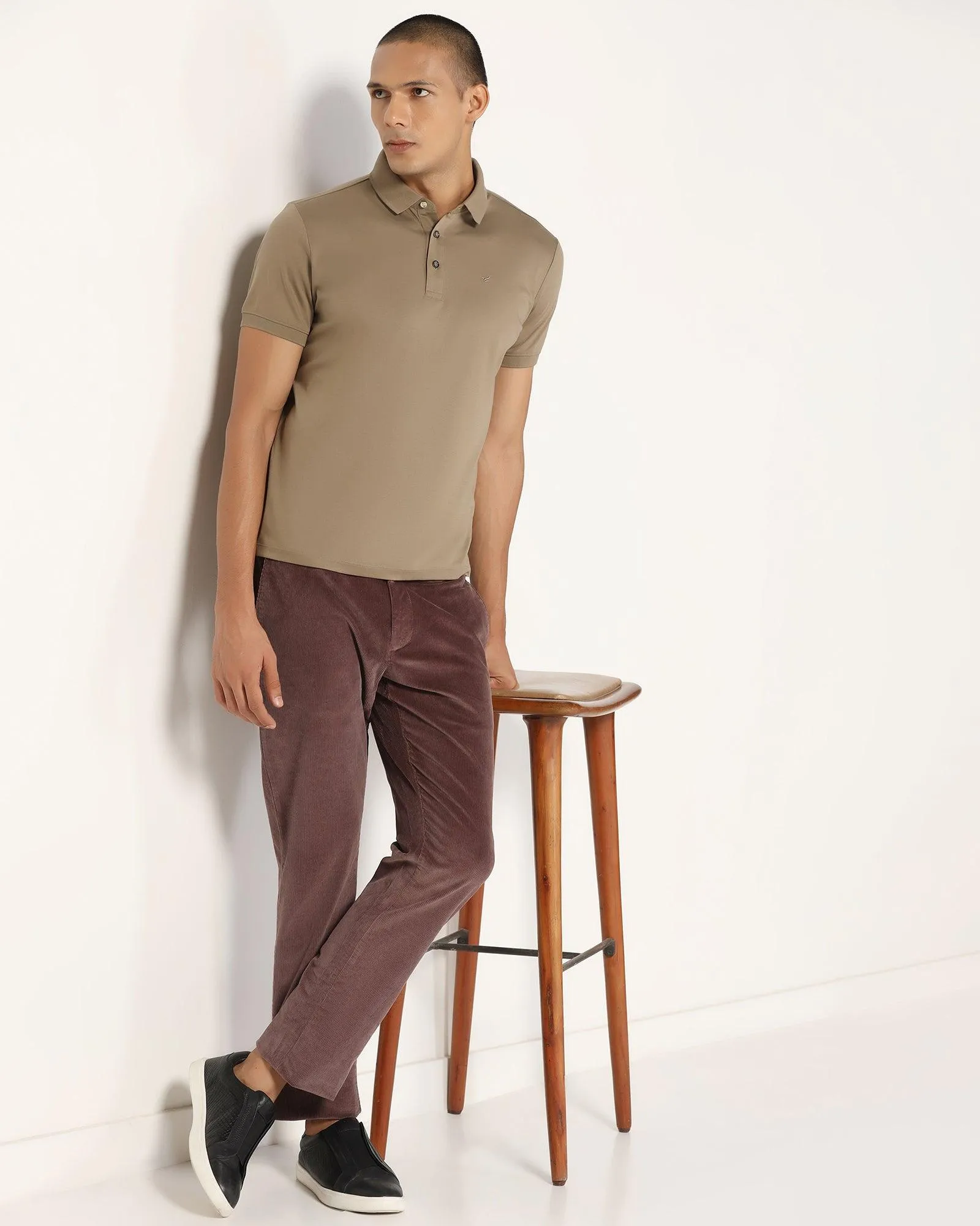 Slim Comfort B-95 Casual Dusty Pink Solid Khakis - Magna