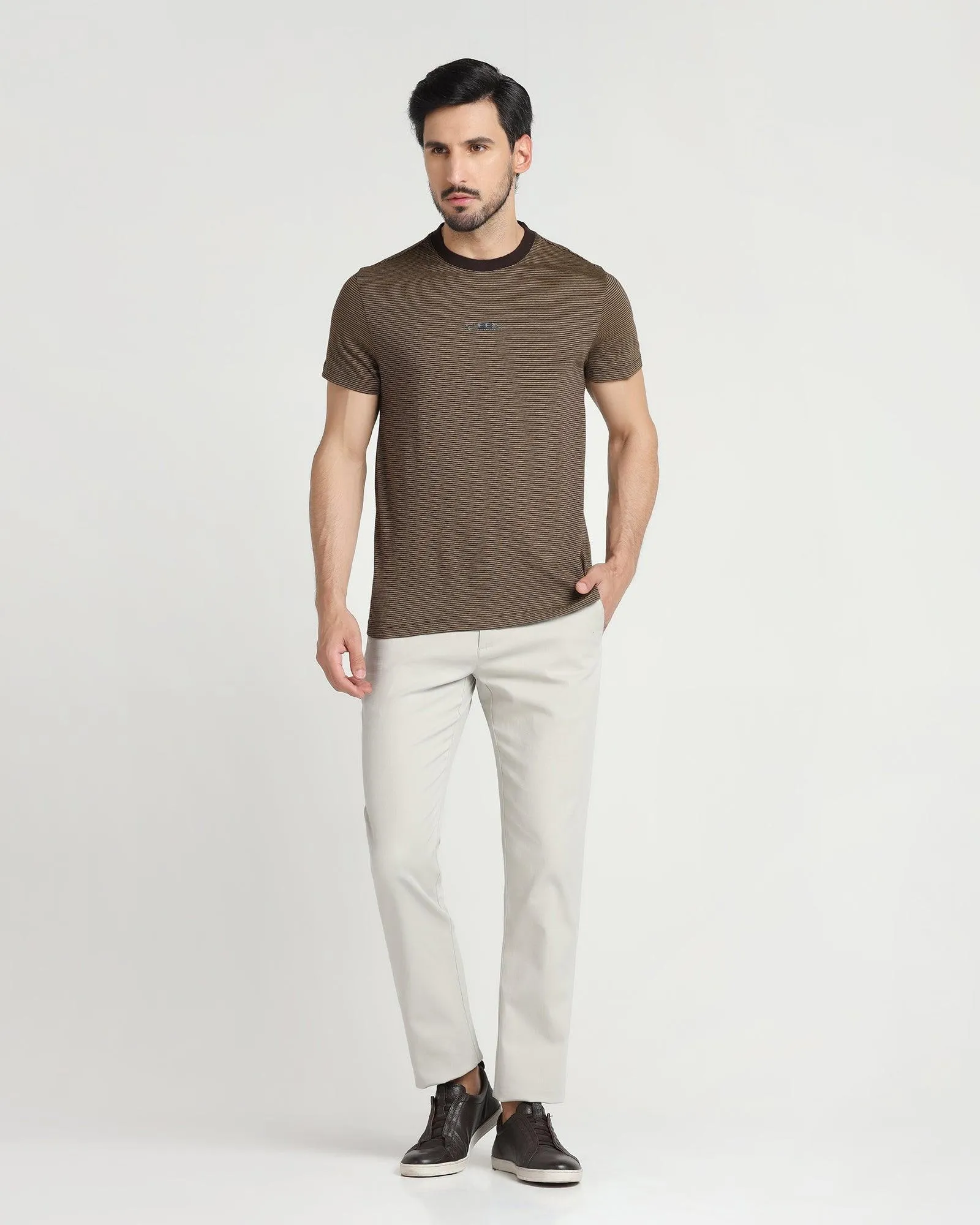 Slim Comfort B-95 Casual Grey Textured Khakis - Lake