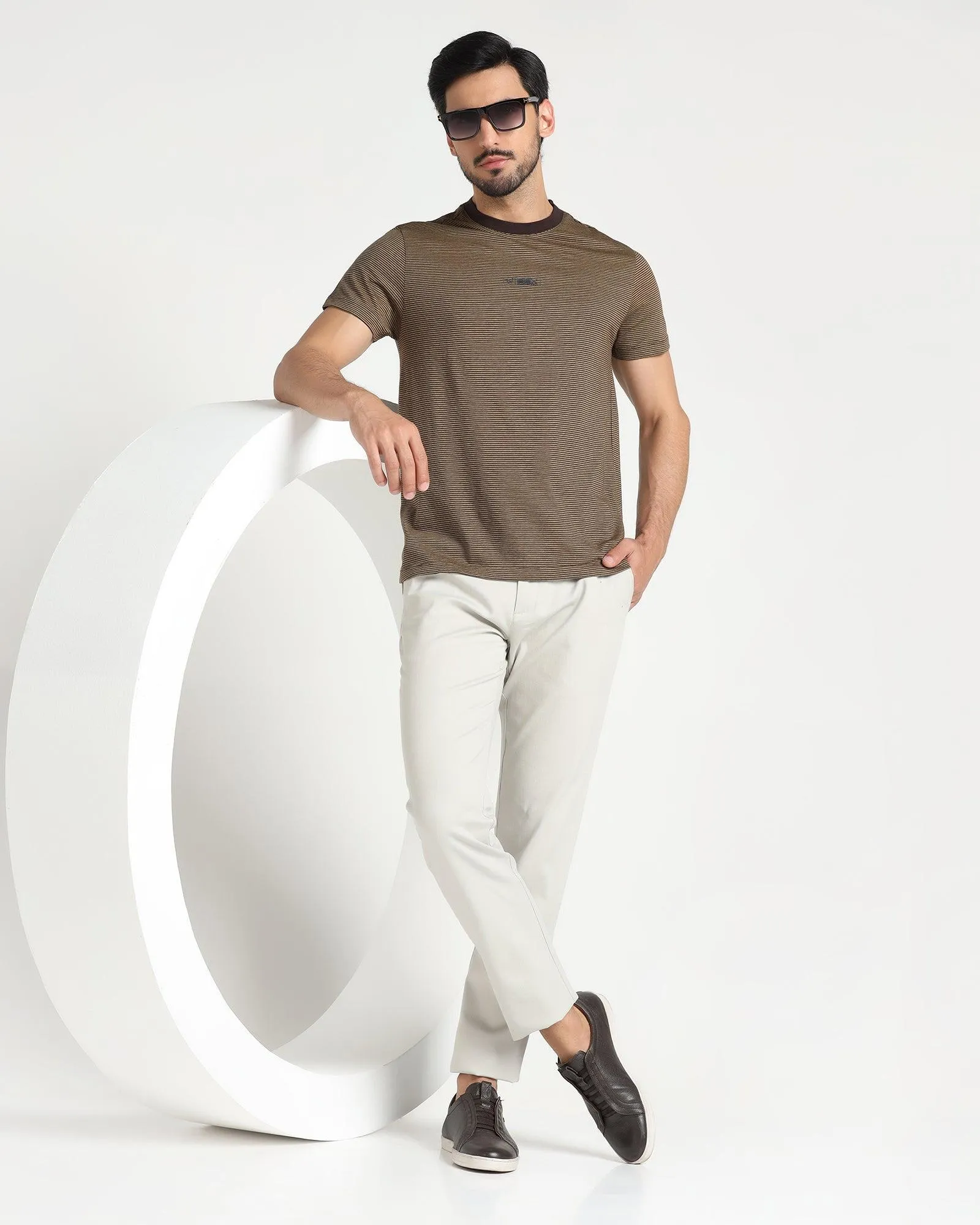 Slim Comfort B-95 Casual Grey Textured Khakis - Lake