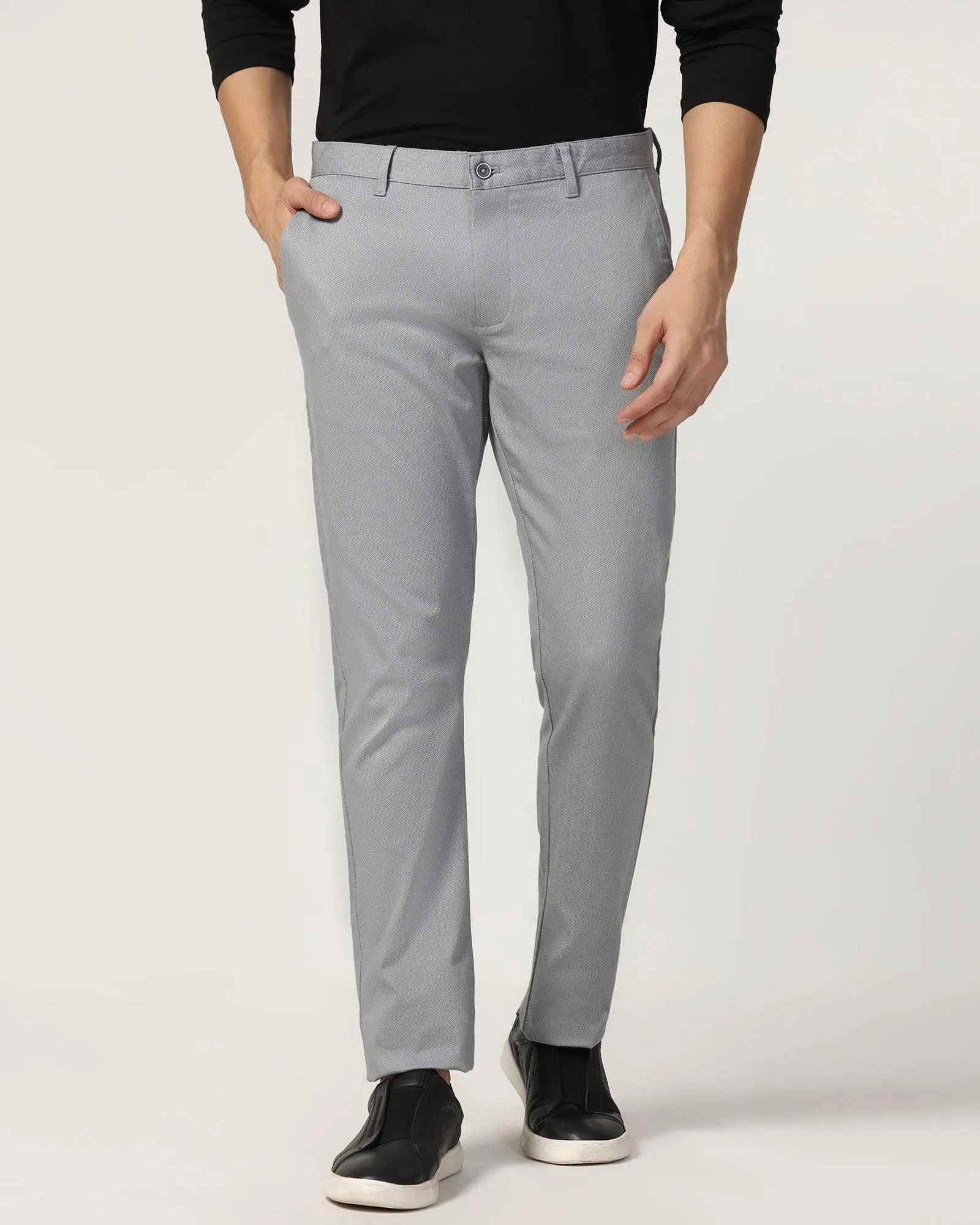 Slim Comfort B-95 Casual Grey Textured Khakis - Tark