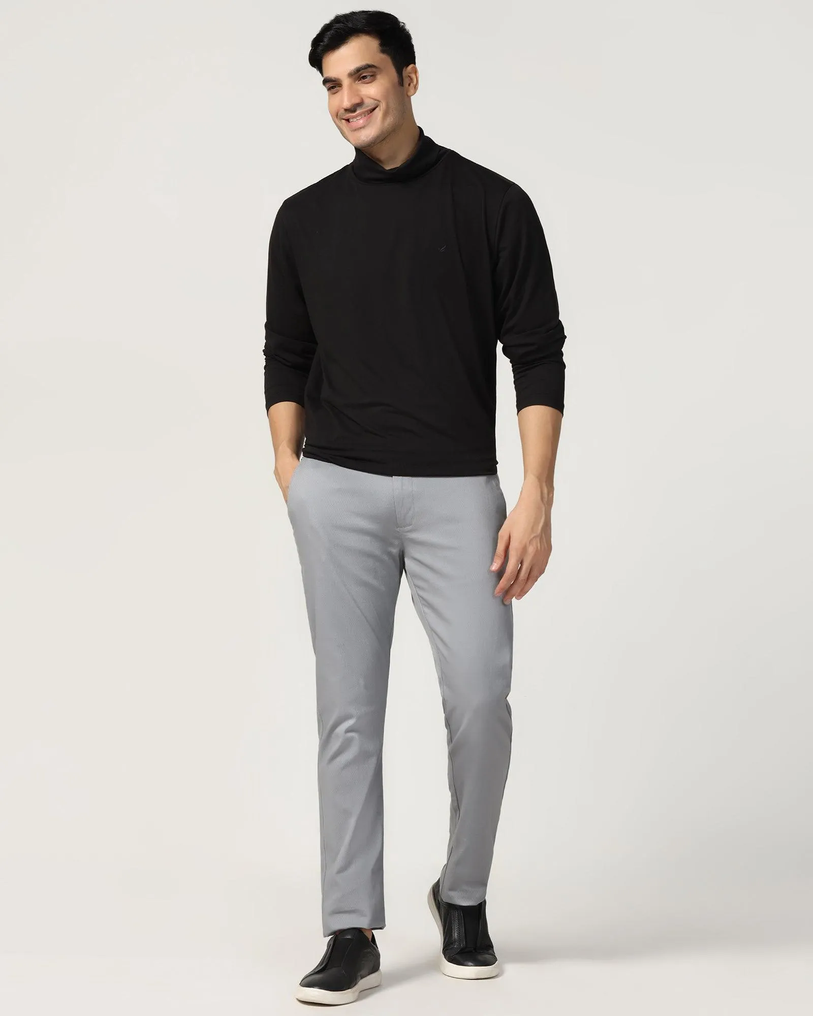 Slim Comfort B-95 Casual Grey Textured Khakis - Tark