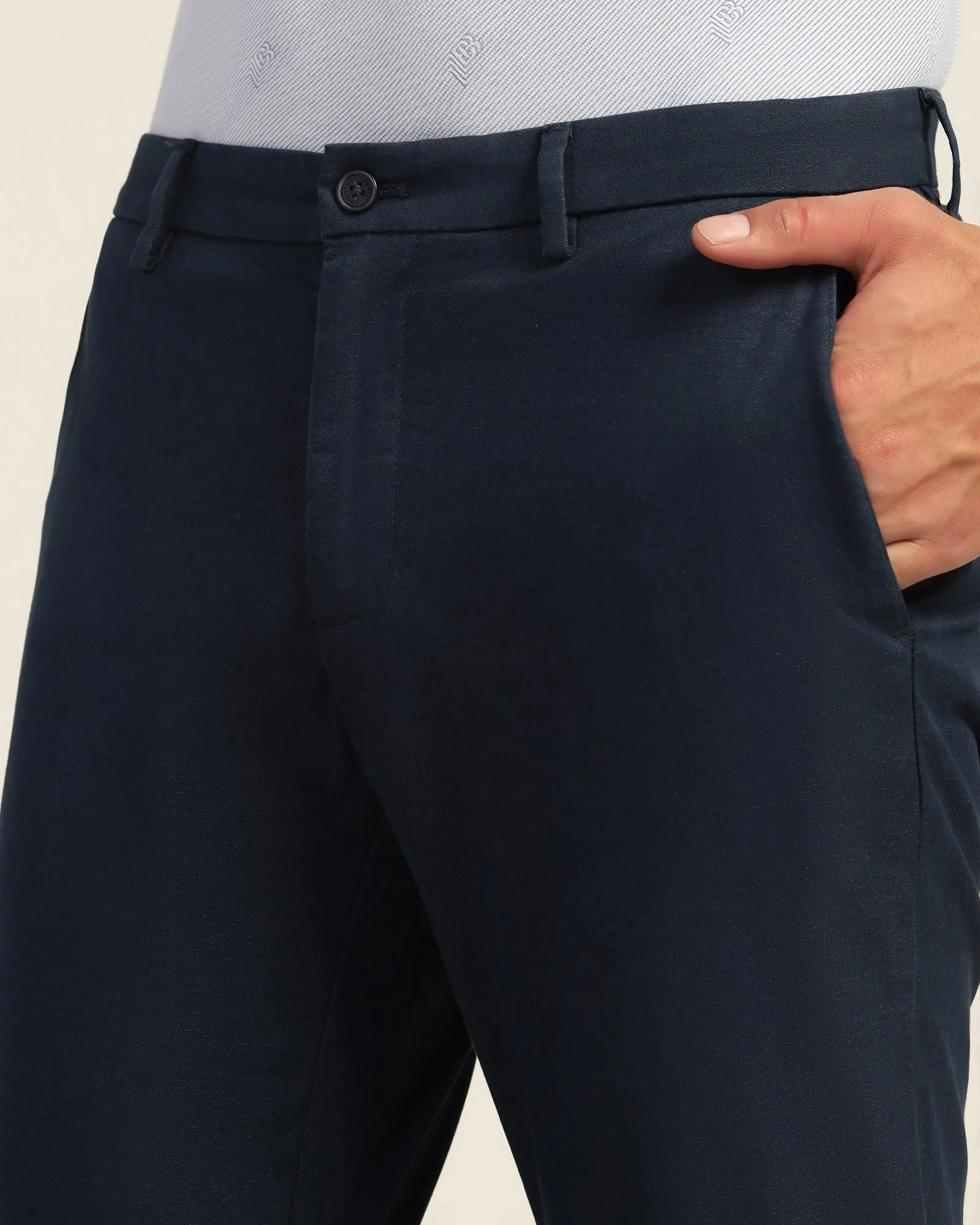 Slim Comfort B-95 Casual Navy Solid Khakis - Cypher