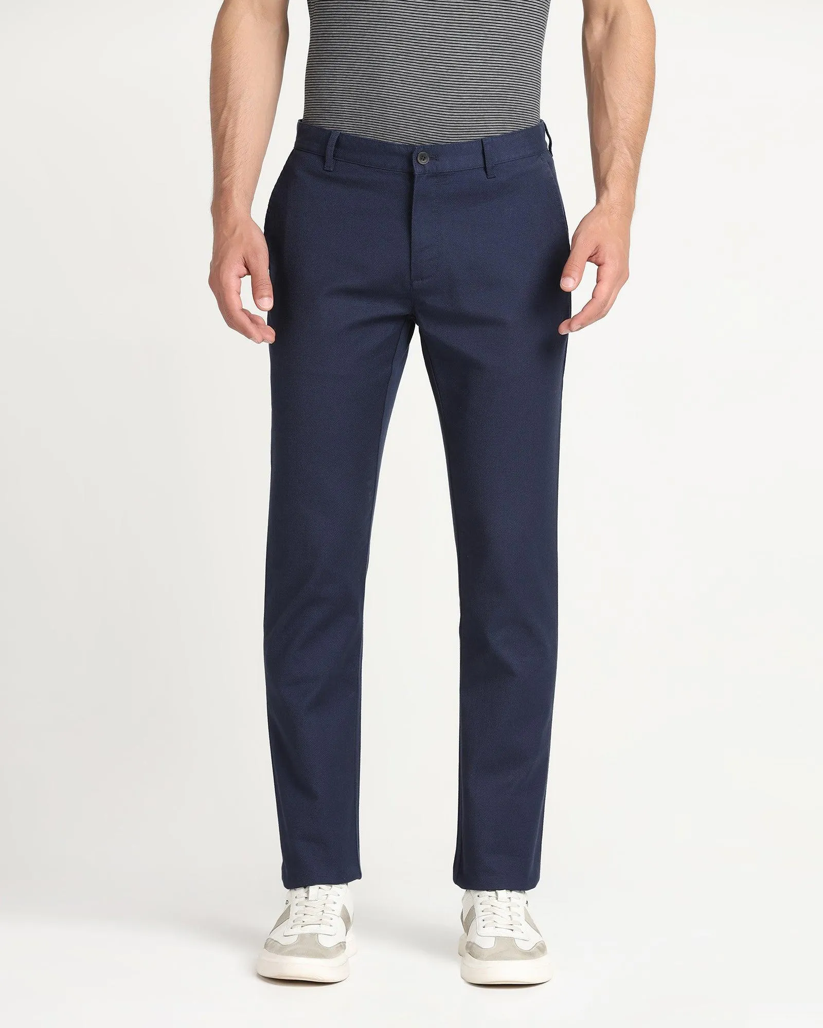 Slim Comfort B-95 Casual Navy Textured Khakis - Charles