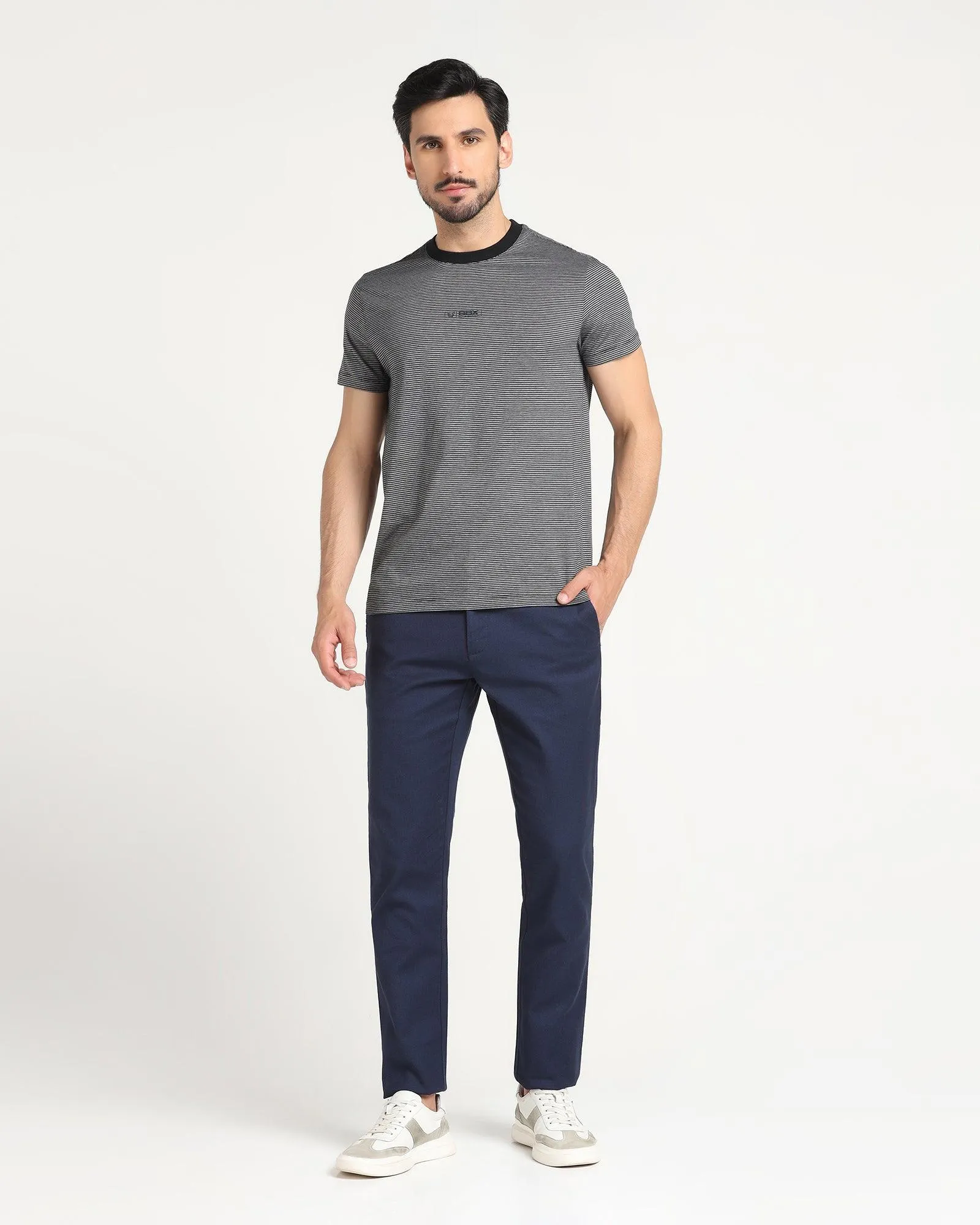 Slim Comfort B-95 Casual Navy Textured Khakis - Charles