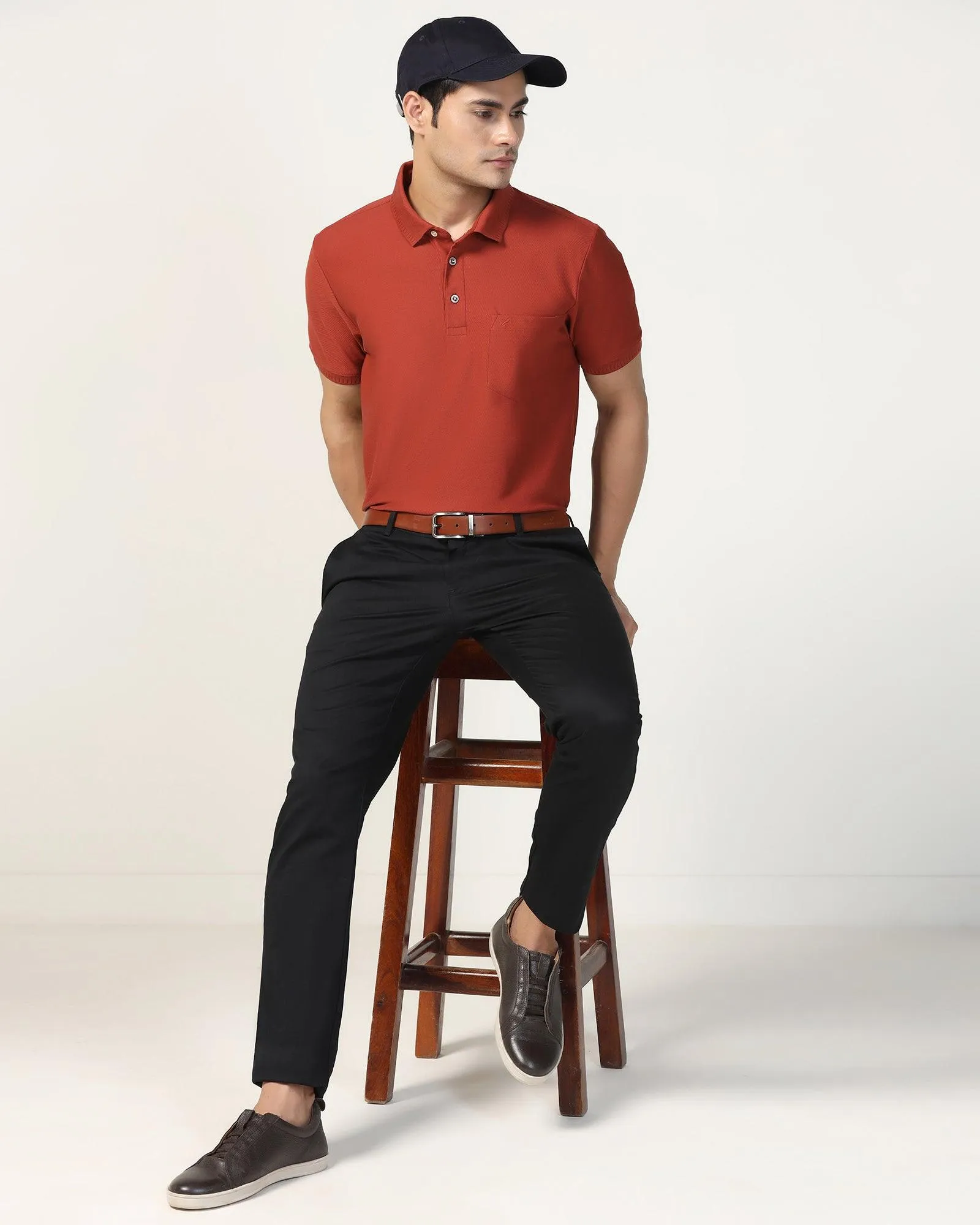 Slim Fit B-91 Casual Black Solid Khakis - Marico