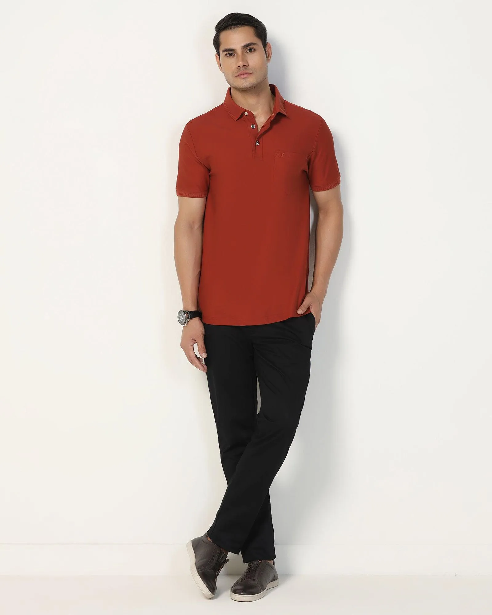 Slim Fit B-91 Casual Black Solid Khakis - Marico