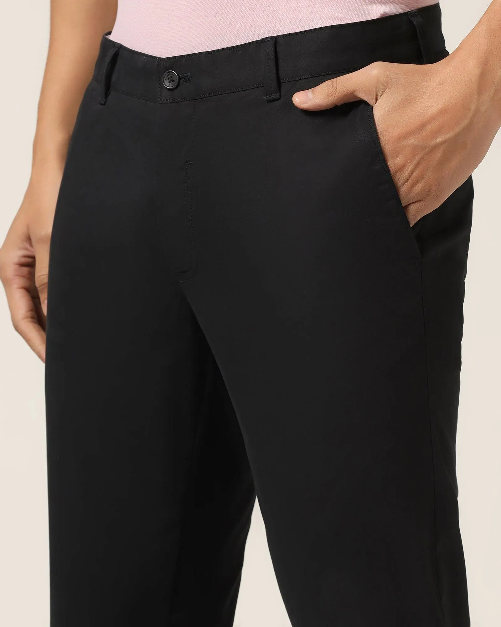 Slim Fit B-91 Casual Black Solid Khakis - Mario