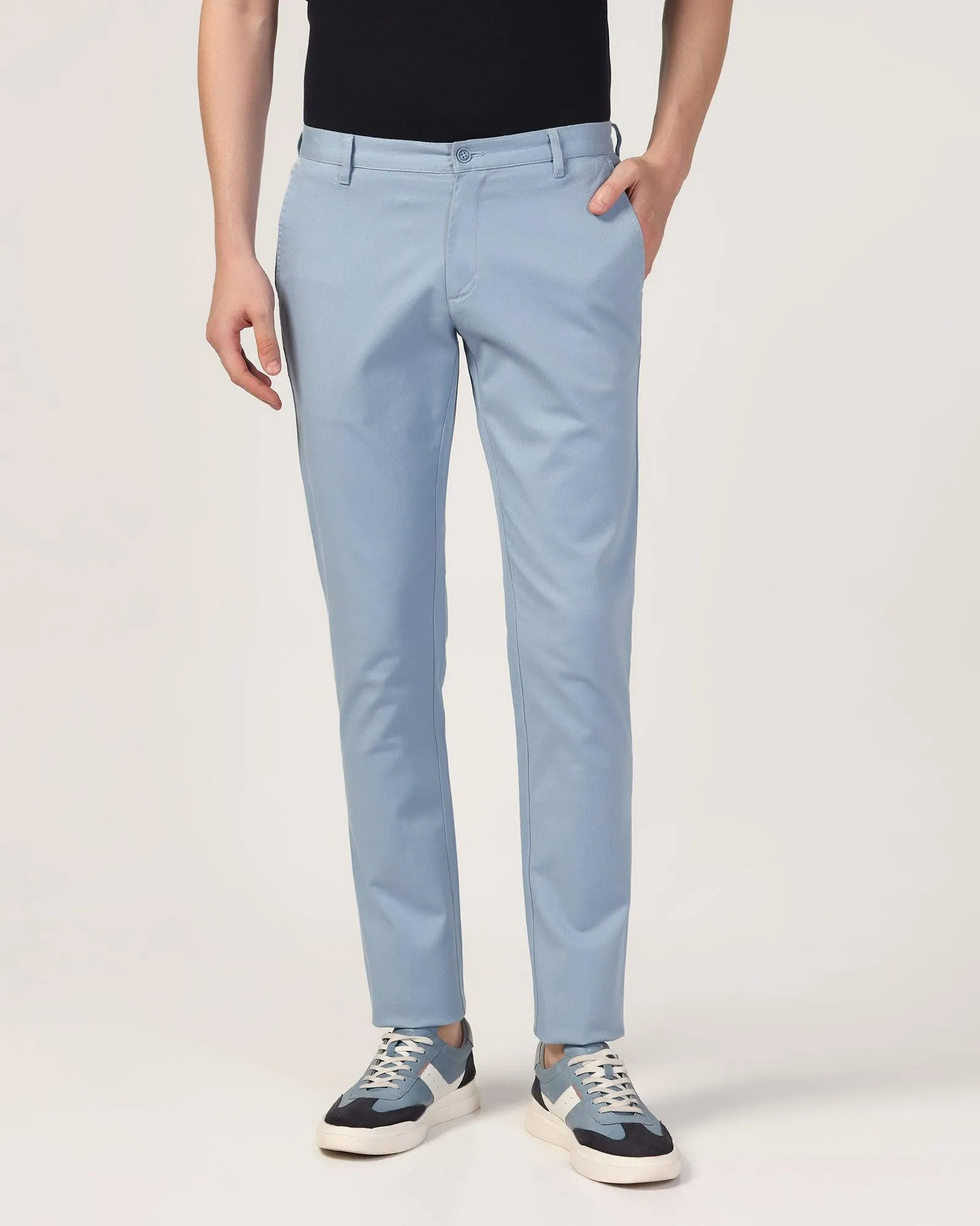 Slim Fit B-91 Casual Blue Solid Khakis - Mint